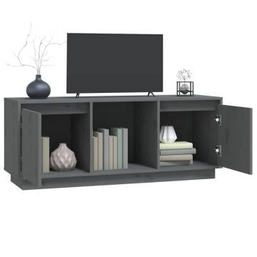 Stylish Grey TV Cabinet - Solid Pine Wood - 110.5x35x44 cm