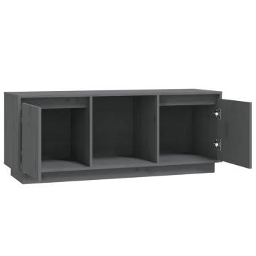 Stylish Grey TV Cabinet - Solid Pine Wood - 110.5x35x44 cm