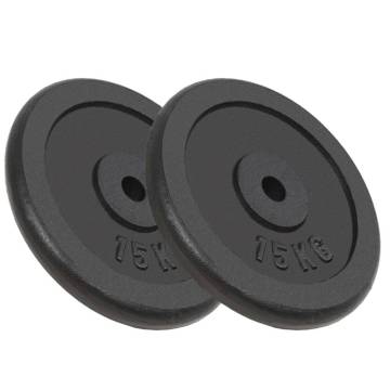 Weight Plates 2 pcs 2x15 kg Cast Iron - Durable & Versatile