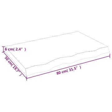 Untreated Solid Wood Bathroom Countertop - 80x50x(2-6) cm