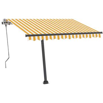 Freestanding Manual Retractable Awning 350x250 cm Yellow/White