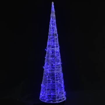 Acrylic Decorative Pyramid LED Light Cone Blue 90 cm - Hipomarket