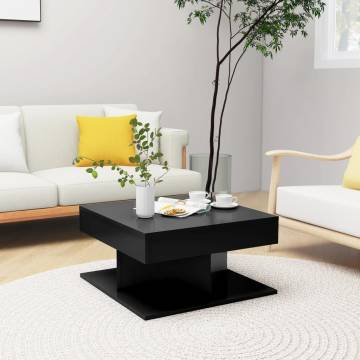 Stylish Black Coffee Table - 57x57x30 cm Engineered Wood