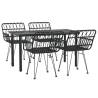 5 Piece Black Poly Rattan Garden Dining Set - Durable & Stylish