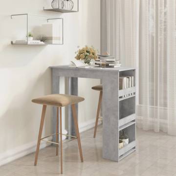 Stylish Bar Table with Storage Rack - Concrete Grey