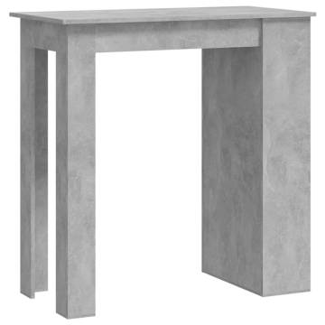 Stylish Bar Table with Storage Rack - Concrete Grey