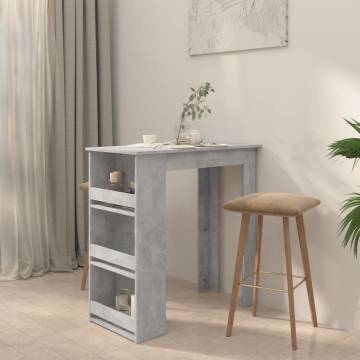 Stylish Bar Table with Storage Rack - Concrete Grey