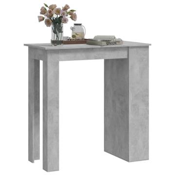 Stylish Bar Table with Storage Rack - Concrete Grey