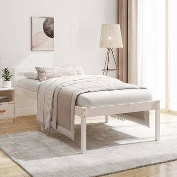 White 90x190 cm Single Solid Wood Pine Bed Frame