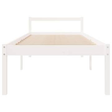 White 90x190 cm Single Solid Wood Pine Bed Frame