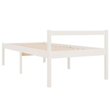 White 90x190 cm Single Solid Wood Pine Bed Frame