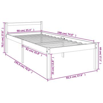 White 90x190 cm Single Solid Wood Pine Bed Frame