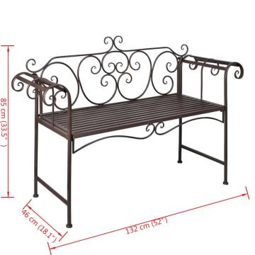 Elegant Garden Bench 132 cm Steel Antique Brown | Hipomarket