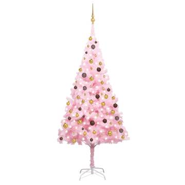 Pre-lit Pink Christmas Tree with Ball Set - 240 cm PVC