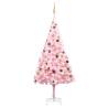 Artificial Pre-lit Christmas Tree with Ball Set Pink 240 cm PVC Colour pink and gold Size 240 x 120 cm Quantity in Package 1 Number of Branch Tips 