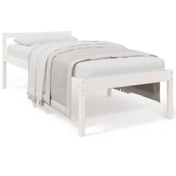 White Bed Frame 75x190 cm for Seniors | Solid Pine Wood