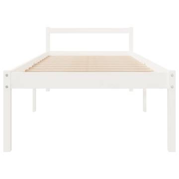 White Bed Frame 75x190 cm for Seniors | Solid Pine Wood