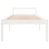 White Bed Frame 75x190 cm for Seniors | Solid Pine Wood