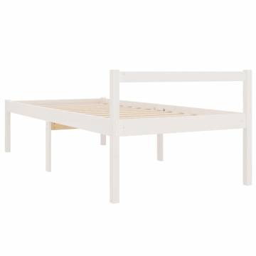 White Bed Frame 75x190 cm for Seniors | Solid Pine Wood