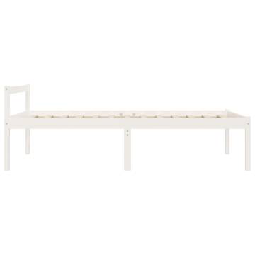 White Bed Frame 75x190 cm for Seniors | Solid Pine Wood