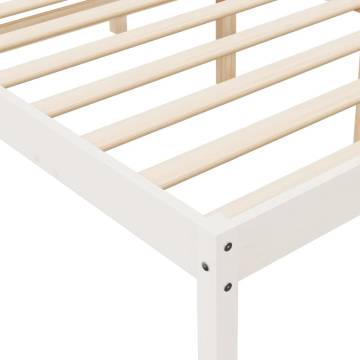 White Bed Frame 75x190 cm for Seniors | Solid Pine Wood