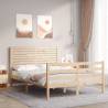 Small Double Bed Frame with Headboard | Solid Pine Wood