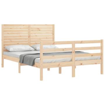 Small Double Bed Frame with Headboard | Solid Pine Wood