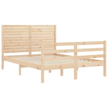 Small Double Bed Frame with Headboard | Solid Pine Wood