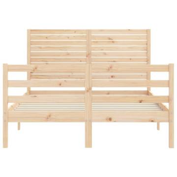 Small Double Bed Frame with Headboard | Solid Pine Wood