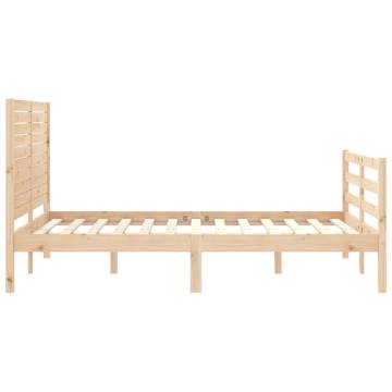 Small Double Bed Frame with Headboard | Solid Pine Wood