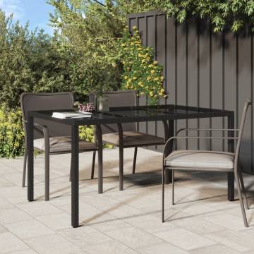 Stylish 150x90 cm Black Garden Table with Tempered Glass