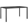 Stylish 150x90 cm Black Garden Table with Tempered Glass