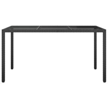 Stylish 150x90 cm Black Garden Table with Tempered Glass