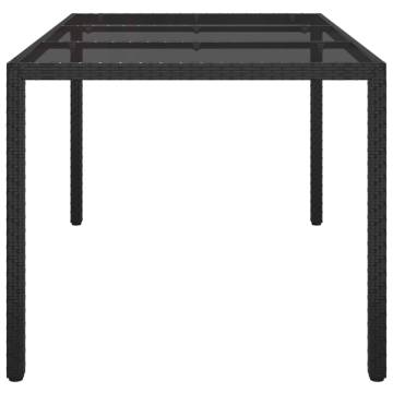 Stylish 150x90 cm Black Garden Table with Tempered Glass