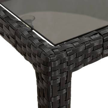 Stylish 150x90 cm Black Garden Table with Tempered Glass