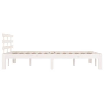 Stylish White Solid Wood Bed Frame 120x190 cm - Small Double