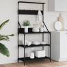 Baker's Rack with Hooks 4-Tier Black Engineered Wood Colour black 