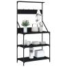 Baker's Rack with Hooks - 4-Tier Black Engineered Wood | Hipomarket