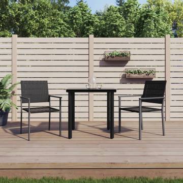 Stylish 3 Piece Garden Dining Set - Poly Rattan & Steel