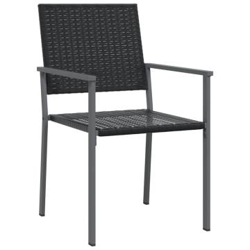 Stylish 3 Piece Garden Dining Set - Poly Rattan & Steel