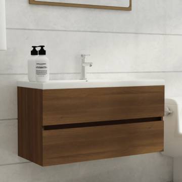 Elegant Brown Oak Sink Cabinet | 90x38.5x45 cm