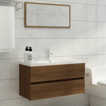 Elegant Brown Oak Sink Cabinet | 90x38.5x45 cm