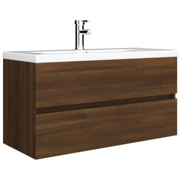 Elegant Brown Oak Sink Cabinet | 90x38.5x45 cm