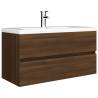 Elegant Brown Oak Sink Cabinet | 90x38.5x45 cm