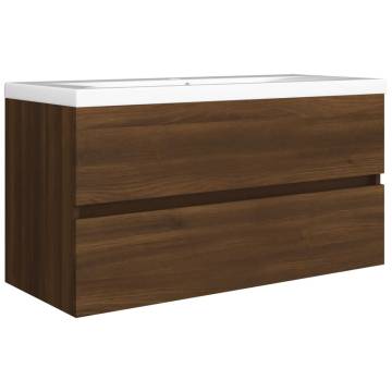 Elegant Brown Oak Sink Cabinet | 90x38.5x45 cm