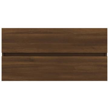 Elegant Brown Oak Sink Cabinet | 90x38.5x45 cm