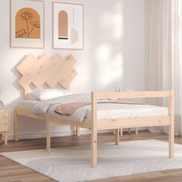 Solid Wood Bed Frame with Headboard - 90x200 cm | HipoMarket