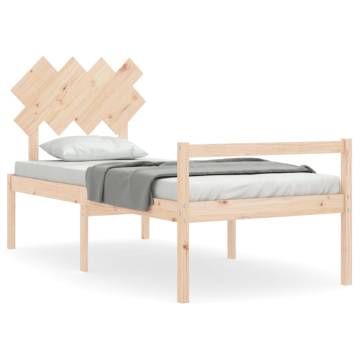 Solid Wood Bed Frame with Headboard - 90x200 cm | HipoMarket