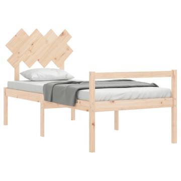 Solid Wood Bed Frame with Headboard - 90x200 cm | HipoMarket