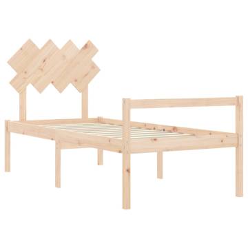 Solid Wood Bed Frame with Headboard - 90x200 cm | HipoMarket